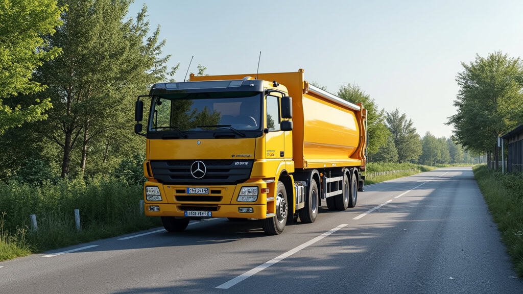 Camion de déchet vert et fiable en déplacement rapide dans la région.
