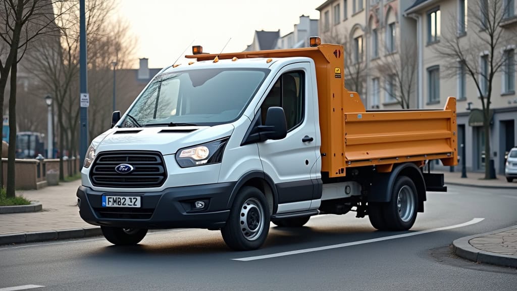 Véhicule épaviste blanc avec benne orange pour enlèvement de véhicules en dégagement.
