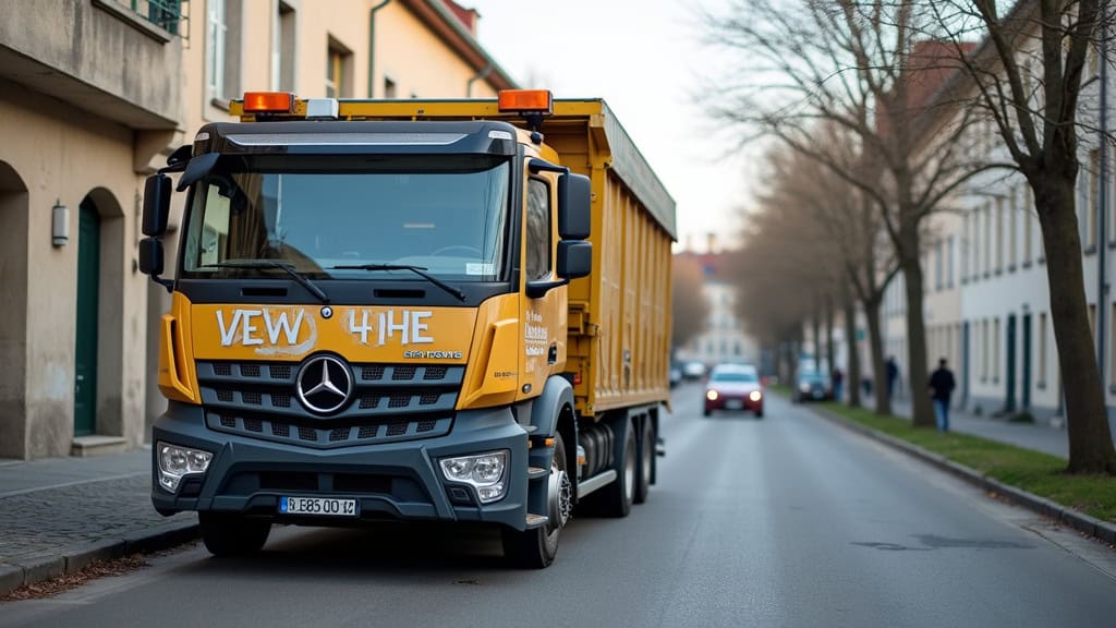 Camion d'évacuation d'ordures dans la ville.