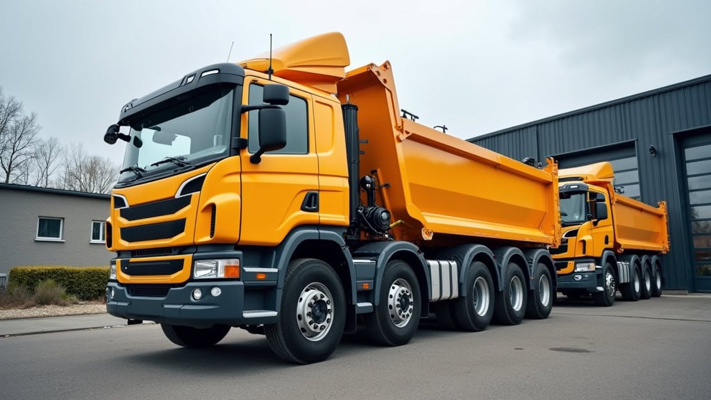 Camion benne de poids lourd jaune, utilisé pour le transport et l'enlèvement de véhicules.