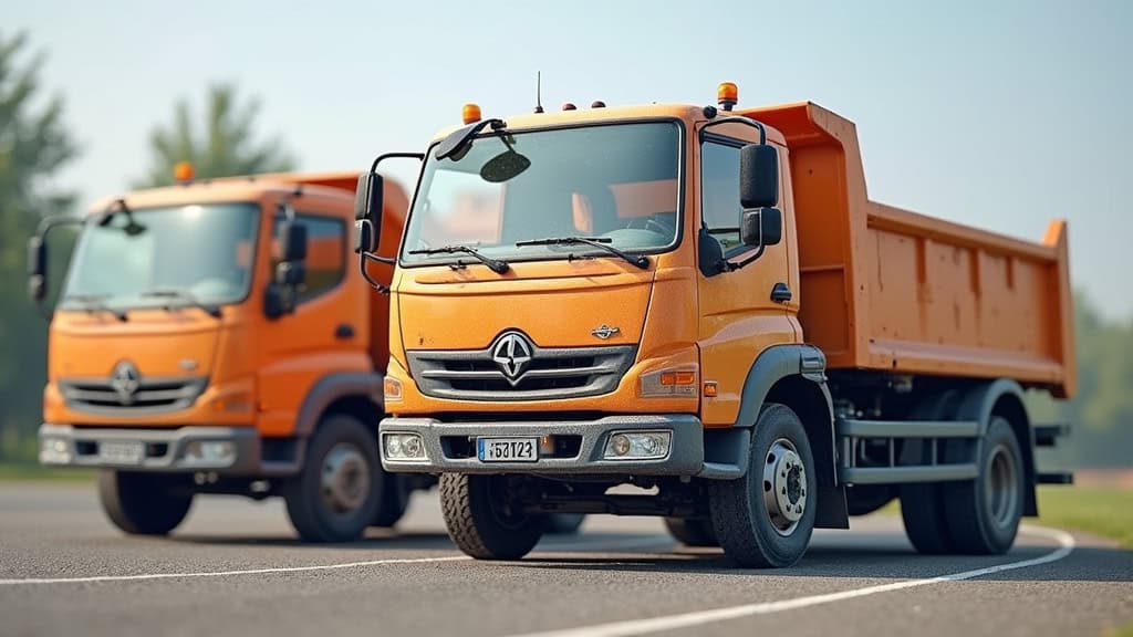 Épaviste Nord camion benne orange.