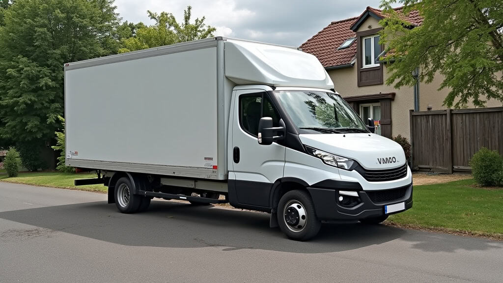 Véhicule utilitaire blanc pour épaviste professionnel.