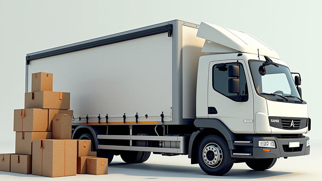 Camion pour déménagement avec cartons.