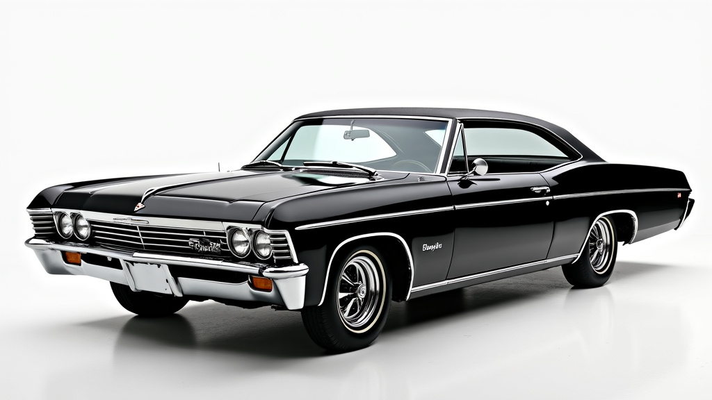 Chevrolet Impala 4 portes 1967 entièrement restaurée en couleur Tuxedo Black avec jantes chromées et intérieur cuir