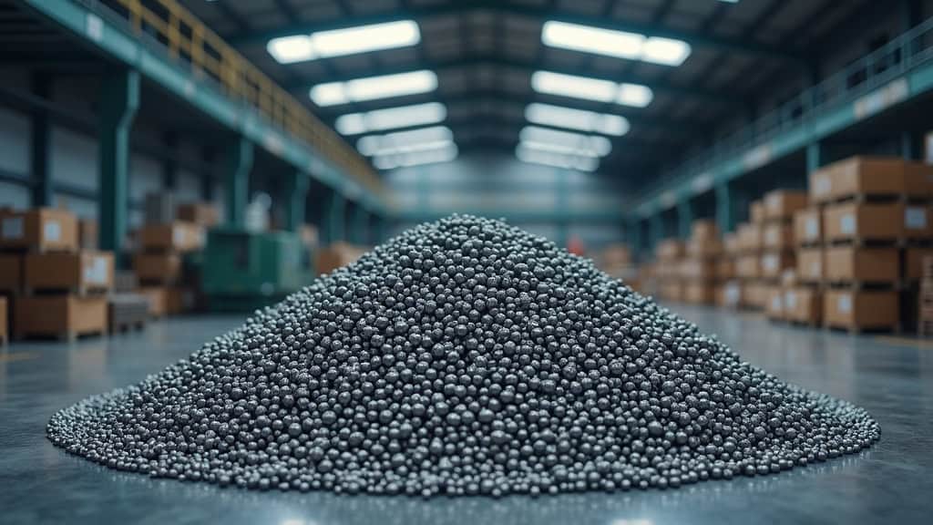 Des balles de métaux compressés et recyclés empilées dans une usine de recyclage, symbolisant la réutilisation des matériaux issus des épaves.