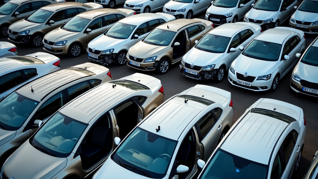 Des carcasses de voitures empilées dans un centre de recyclage, symbolisant la dépollution et la valorisation des VHU.