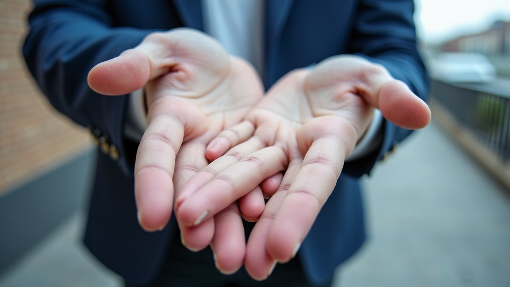 Des mains gantées d