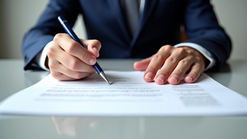 Des mains signant des documents officiels pour l