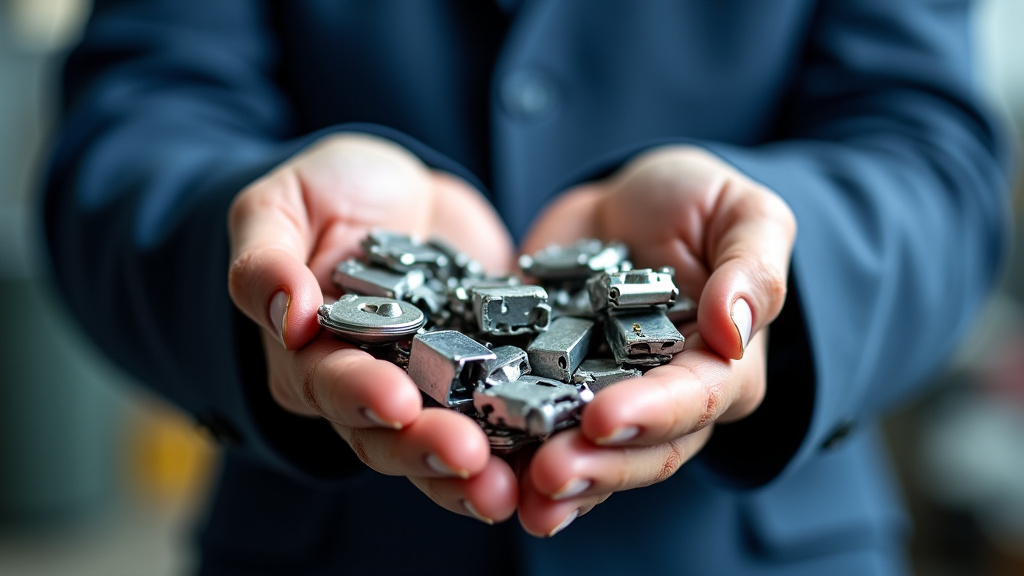 Des mains trient des pièces automobiles recyclées dans une usine, symbolisant l