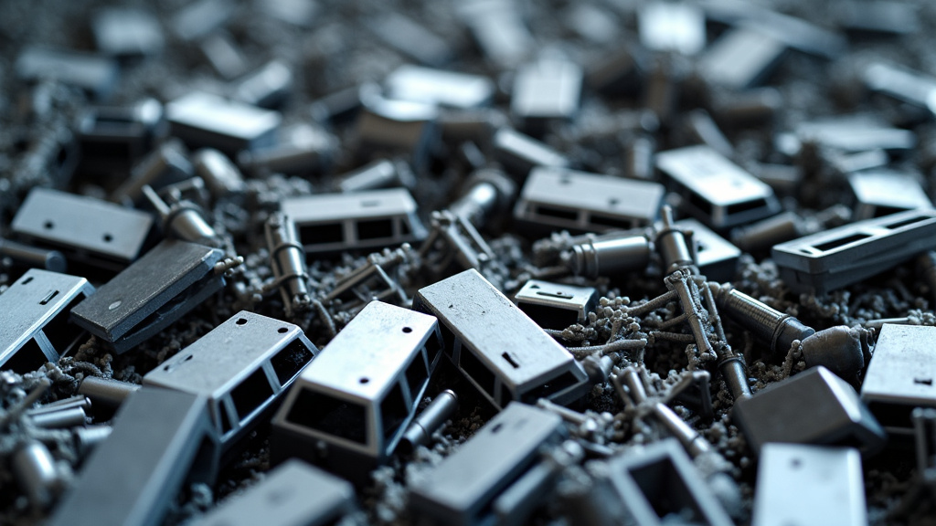 Des pièces automobiles de différentes matières, comme le métal et le plastique, sont triées pour le recyclage dans un centre VHU agréé.