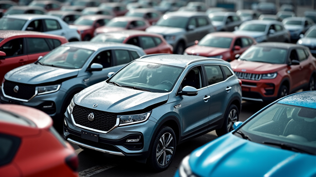 Des pièces automobiles triées dans un centre de recyclage VHU, avec des bacs de différentes couleurs pour les métaux, plastiques et autres matériaux. L