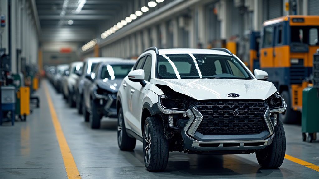 Des pièces automobiles triées et des métaux recyclés dans une installation de traitement VHU, illustrant l