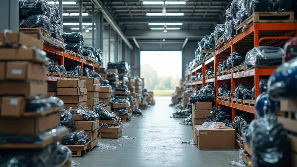 Des pièces de voiture triées dans un centre de recyclage, montrant l