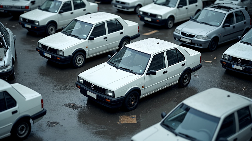 Des pièces détachées de voiture triées et empilées dans un centre de recyclage automobile, symbolisant l