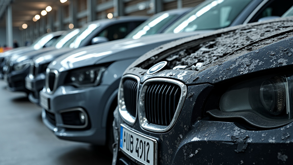 Des piles de pièces automobiles recyclées dans une usine de traitement des véhicules, illustrant le processus de valorisation des matériaux après l