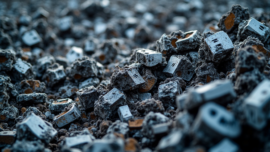 Des piles de pièces automobiles triées dans un centre de recyclage, illustrant le processus de valorisation des matériaux après l