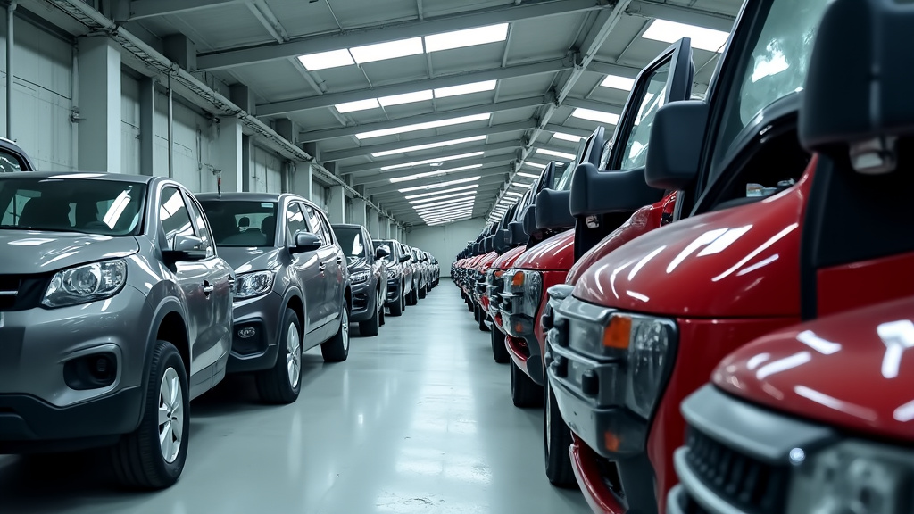 Des piles de pièces de voiture recyclées dans une installation de traitement, illustrant l