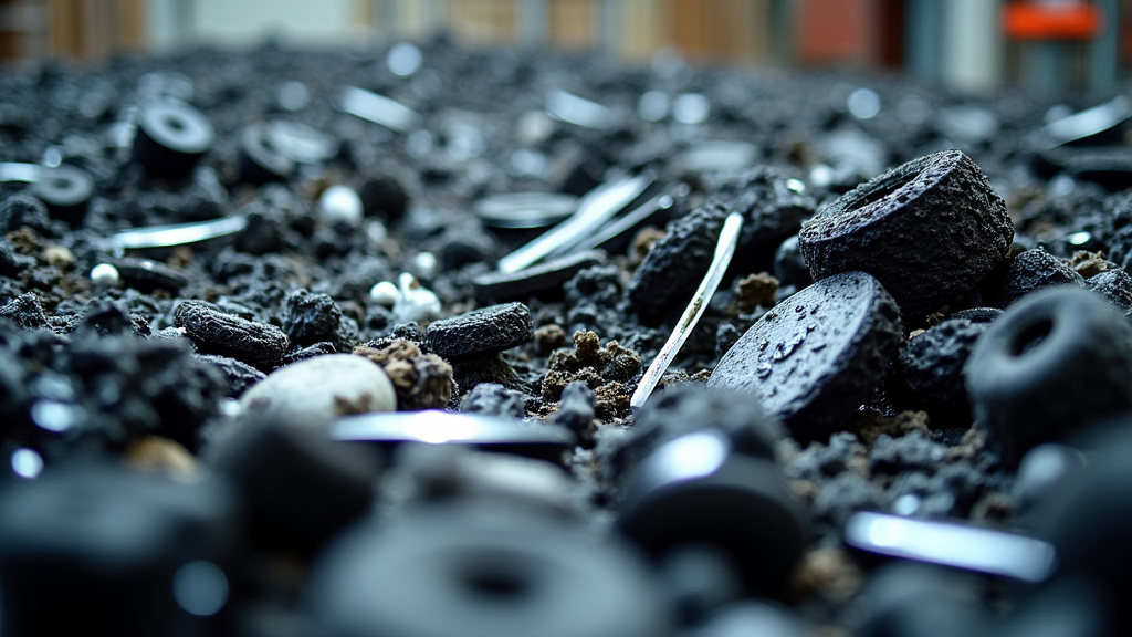 Des piles de pièces de voiture recyclées et triées dans un centre de traitement VHU, illustrant le processus de valorisation des matériaux.