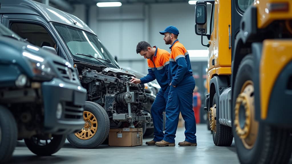 Techniciens auto en atelier de dépannage automobile.