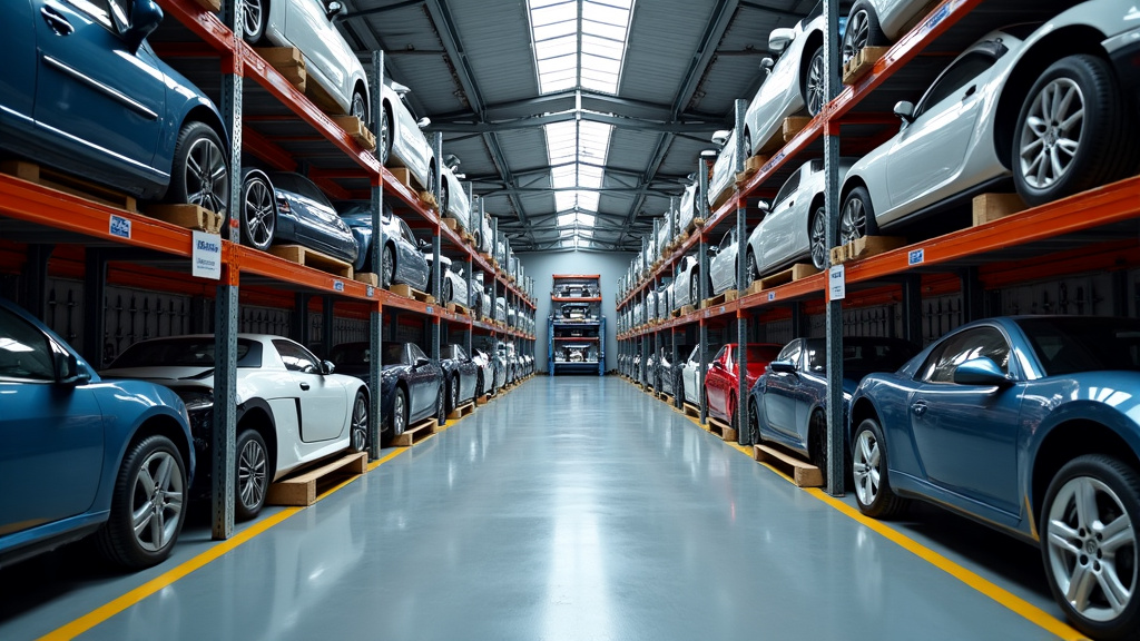 Gros plan sur des éléments de carrosserie et des pièces automobiles triés dans un centre de recyclage VHU dans le Nord, montrant l