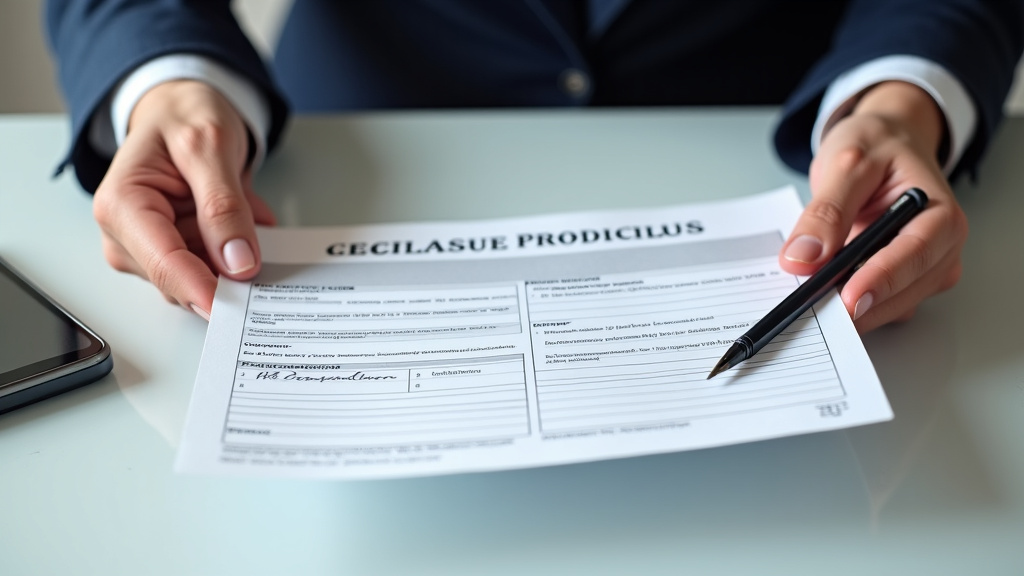 Gros plan sur des mains tenant un certificat de destruction de véhicule et une carte grise barrée, avec un stylo posé sur la table.