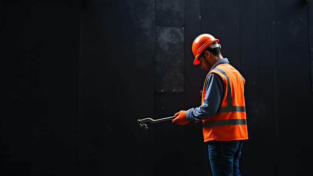 Ouvrier portant des équipements de protection individuelle et manipulant des outils pour dépolluer un véhicule dans un centre VHU agréé, soulignant l