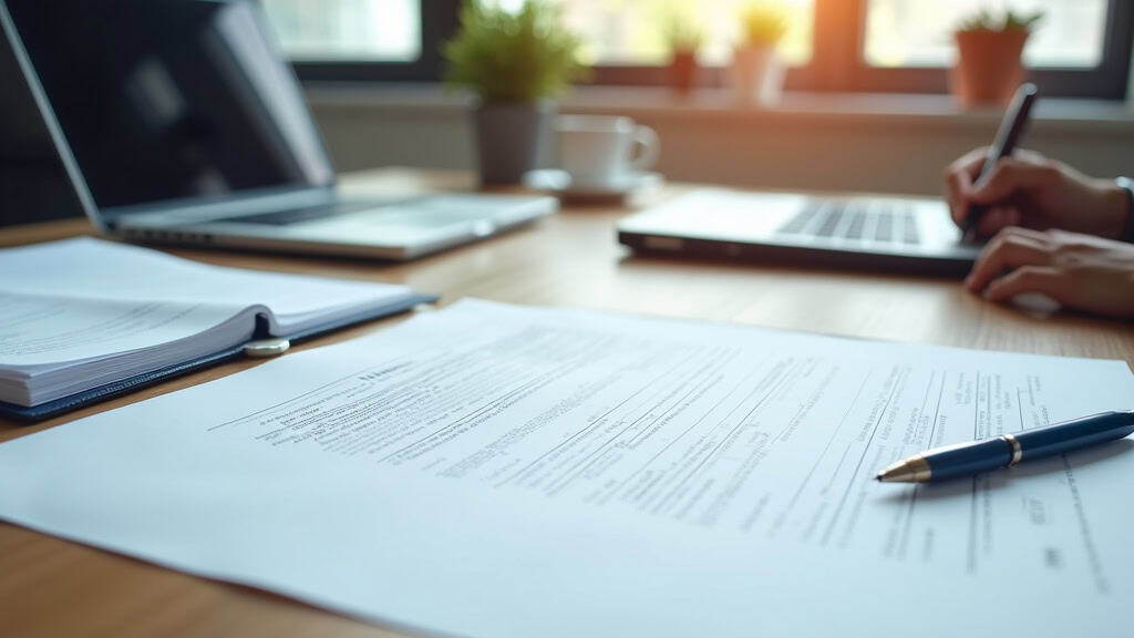 Papiers administratifs importants posés sur un bureau, représentant les documents nécessaires pour l