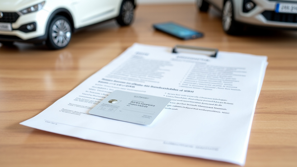 Pile de documents officiels, dont une carte grise et un permis de conduire, posés sur une surface en bois avec une clé de voiture à côté.