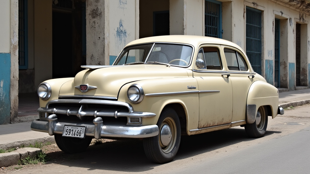 Plymouth des années 1950 en mauvais état, garée dans une rue de La Havane, Cuba