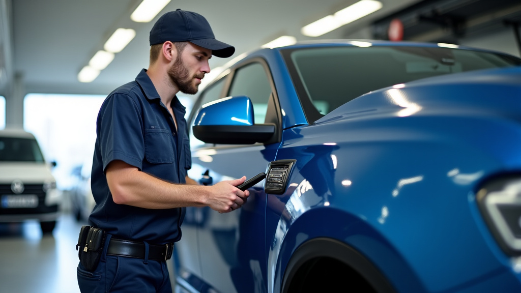 Technicien en train de dépolluer un véhicule dans un centre VHU agréé
