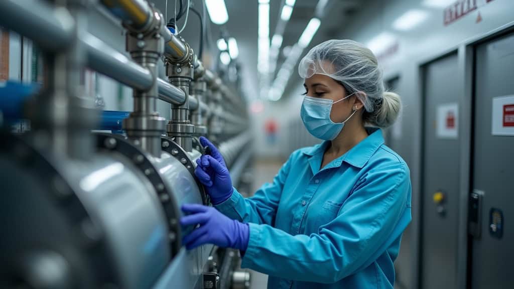 Technicien en train de vider le réservoir d