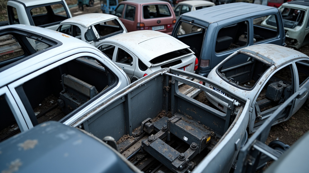 Un amoncellement de pièces automobiles triées, prêtes pour le recyclage, illustrant l