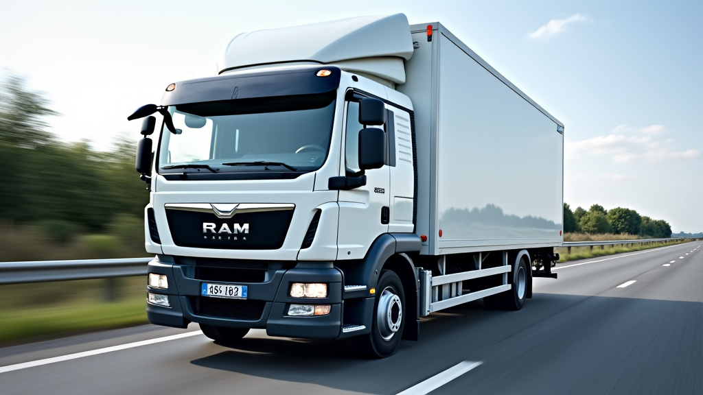 Un camion de dépannage moderne, avec une épave sécurisée sur son plateau, roulant sur une route, symbolisant la logistique et l