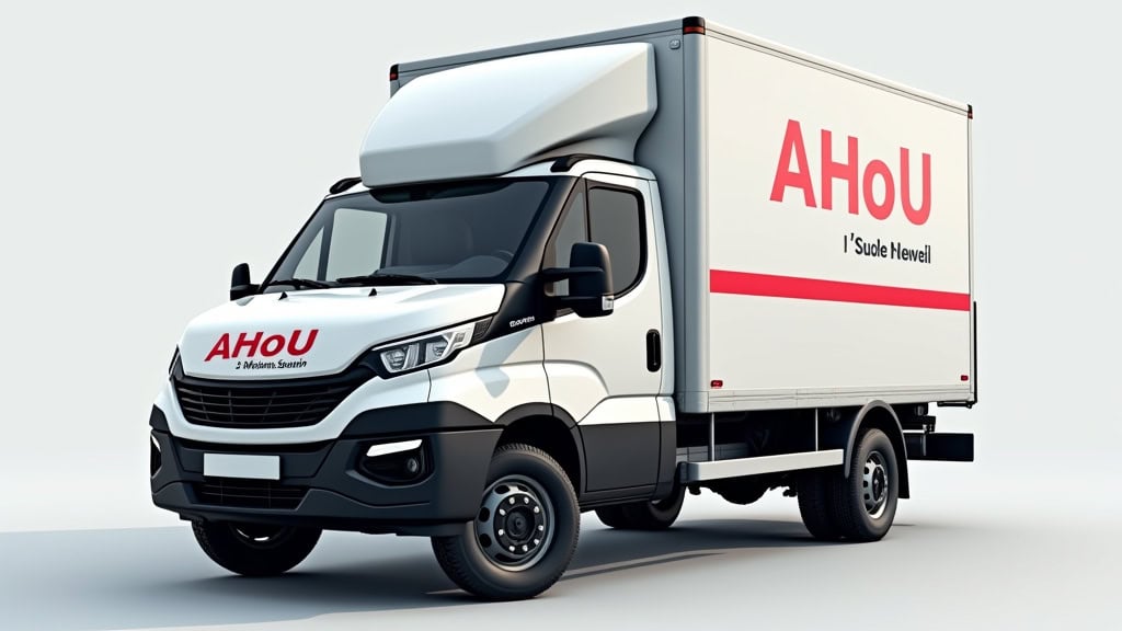 Véhicule de dépannage transportant bandeau publicitaire.