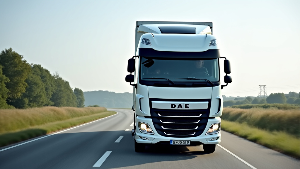 Un camion de dépannage moderne et propre roulant sur une route de campagne dans le Nord.