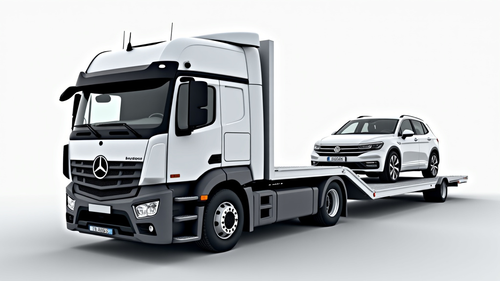 Un camion de dépannage moderne remorque une voiture hors d