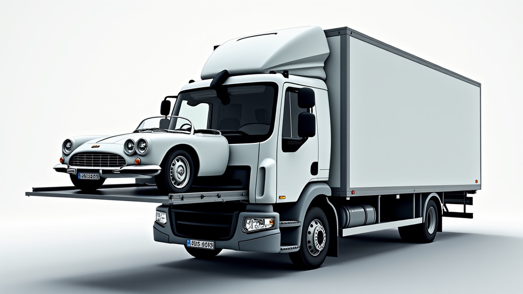 Un camion de dépannage moderne transporte une vieille épave de voiture, illustrant le service d