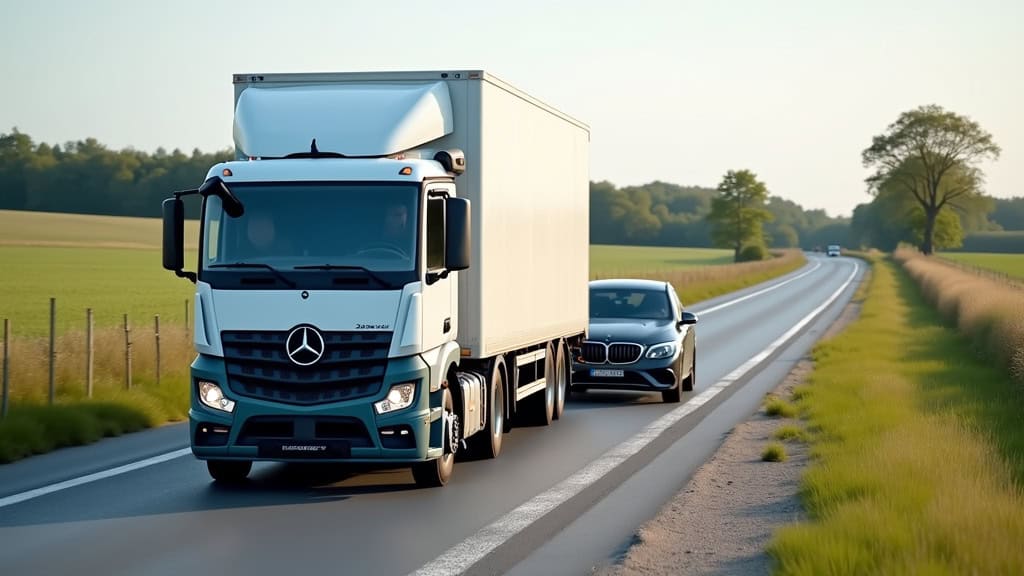 Remorqueur poids lourd en campagne.