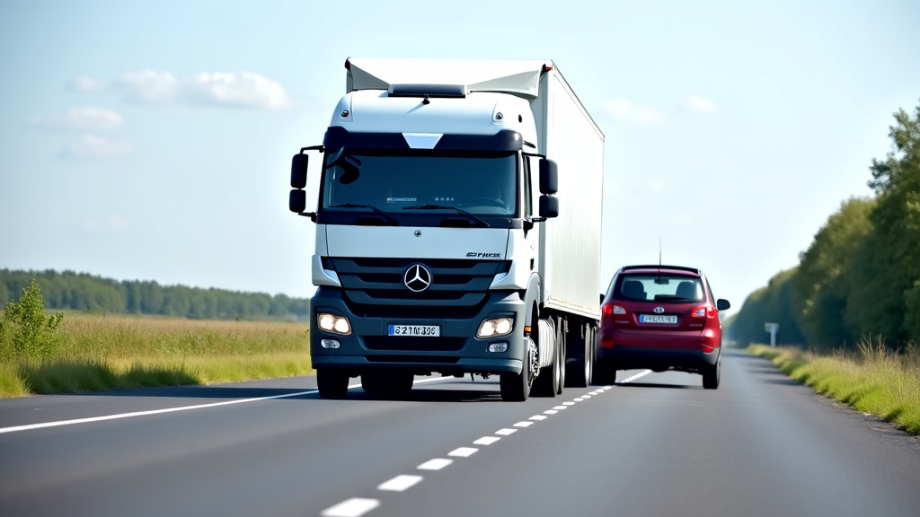 Un camion de dépannage remorquant une voiture accidentée sur une route de campagne près de Bourbourg, avec un ciel dégagé.