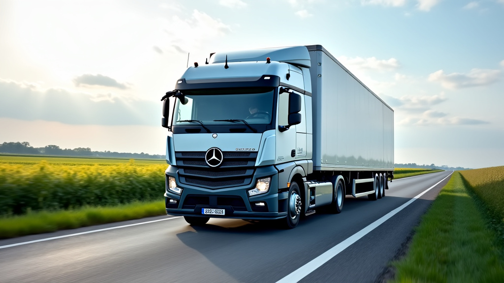 Un camion de dépannage remorque une épave de voiture sur une route rurale, avec un ciel légèrement nuageux et des champs verdoyants en arrière-plan, illustrant le service d