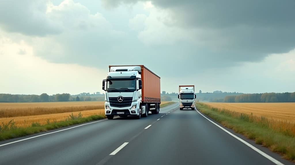 Un camion de dépannage remorque une voiture épave rouillée sur une route de campagne sous un ciel nuageux, illustrant l