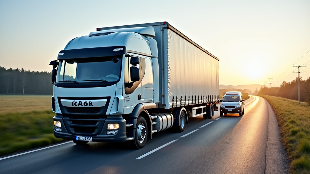 Un camion de dépannage transporte une voiture accidentée sur une route de campagne, illustrant le service d