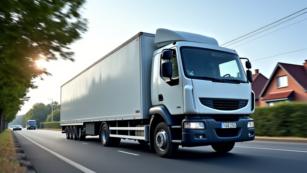 Un camion de remorquage Épaviste Trucy en train de charger une épave de voiture dans une rue résidentielle, avec des maisons en arrière-plan et un ciel clair.