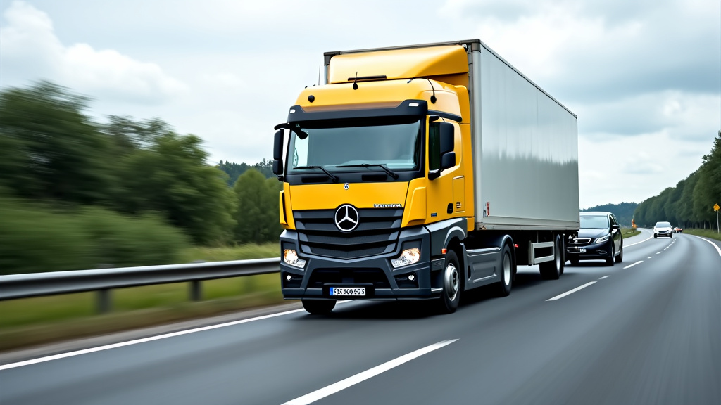 Un camion de remorquage jaune et noir tirant une voiture accidentée sur une autoroute française, avec un panneau indiquant 