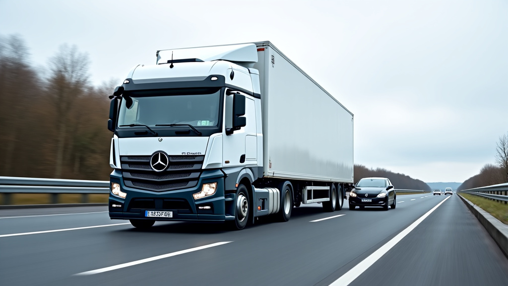 Un camion de remorquage moderne et sécurisé, avec un bras articulé, en train de charger une voiture accidentée sur une route de l