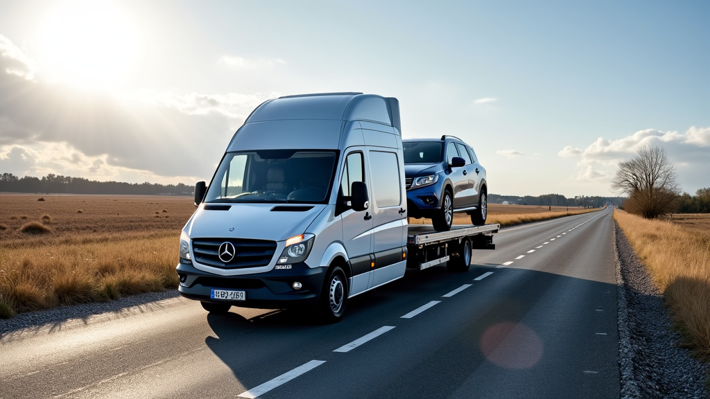 Un camion de remorquage professionnel chargeant une épave de voiture sur un terrain dégagé près de Rozières-sur-Crise, illustrant le service d