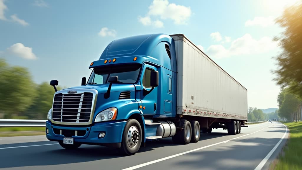 Une vidéo d'un camion de casse voiture en route, en transport sur une route ensoleillée.