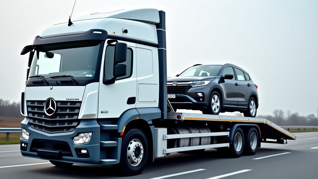 Un camion dépanneuse chargeant une voiture hors d