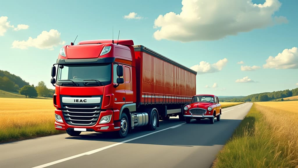 Un camion dépanneuse remorquant une voiture ancienne sur une route de campagne, illustrant l