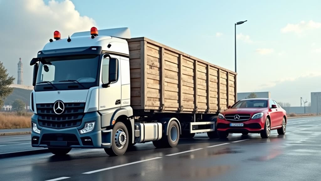 Un camion épaviste chargeant une voiture accidentée sur sa plateforme, au bord d